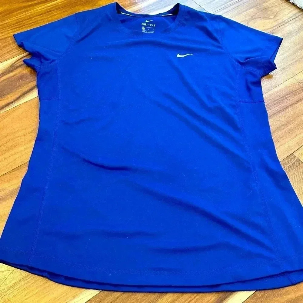 Nike dri fit running shirt blue large tee scoop neck​​